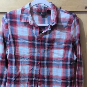 Women's Red and Blue Plaid Shirt